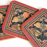 Four Red & Black Patterned Butterfly Cork Coasters