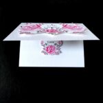 Valentine Two Pink Rose Heart Handmade Card.