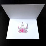 Valentine Two Pink Rose Heart Handmade Card.